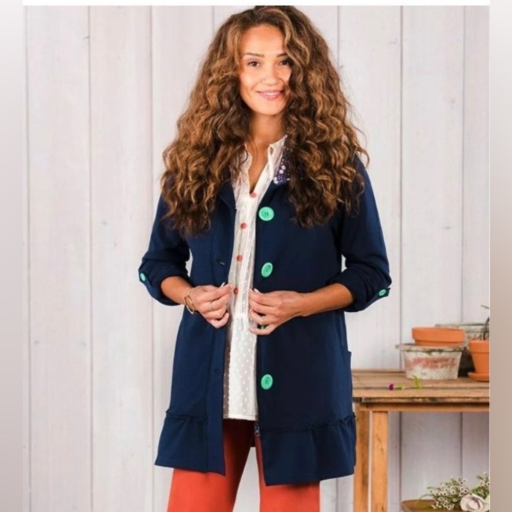 Matilda Jane Women’s Large Navy Adventure Begins Button Zip Coat